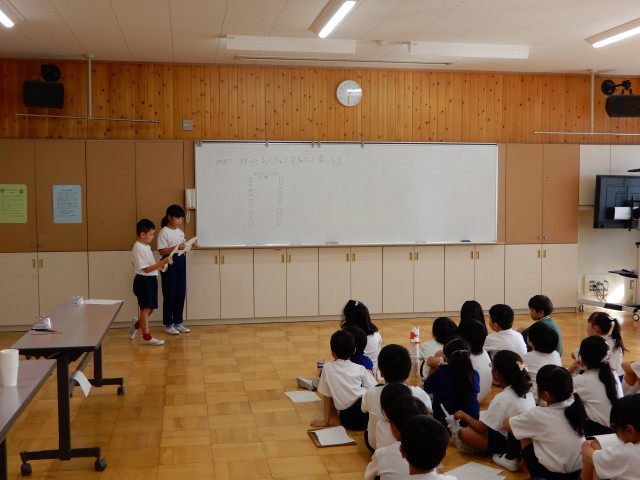 司会進行は学級代表さん。ありがとう。